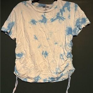 On Fire Women's White and Blue Crop Top